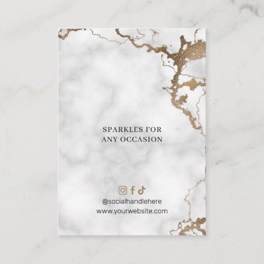 金ゴールドマーブルシックネックレスイヤリングジュエリーディスプレイ 名刺 (裏面)