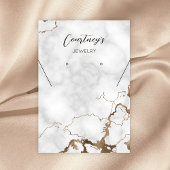 金ゴールドマーブルシックネックレスイヤリングジュエリーディスプレイ 名刺