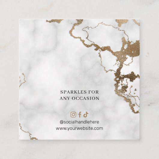 金ゴールドマーブルシックブレスレットイヤリングジュエリーディスプレイ スクエア名刺 (裏面)