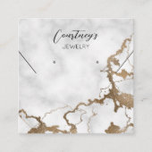 金ゴールドマーブルシックブレスレットイヤリングジュエリーディスプレイ スクエア名刺 (正面)