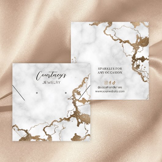 金ゴールドマーブルシックブレスレットイヤリングジュエリーディスプレイ スクエア名刺