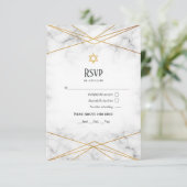 金ゴールドマーブルジオメトリックバルミツワー 出欠カード (スタンド正面)