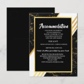 金ゴールドマーブルストライプタイポグラフィブラックアコモデーション 案内ポストカード (正面/裏面)