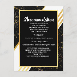 金ゴールドマーブルストライプタイポグラフィブラックアコモデーション 案内ポストカード