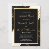 金ゴールドマーブルストライプタイポグラフィblリハーサルディナー 招待状 (正面)