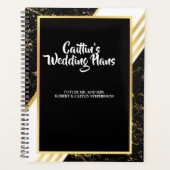 金ゴールドマーブルストライプタイポグラフィblacウェディングプランナー プランナー手帳 (正面)