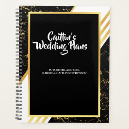 金ゴールドマーブルストライプタイポグラフィblacウェディングプランナー プランナー手帳