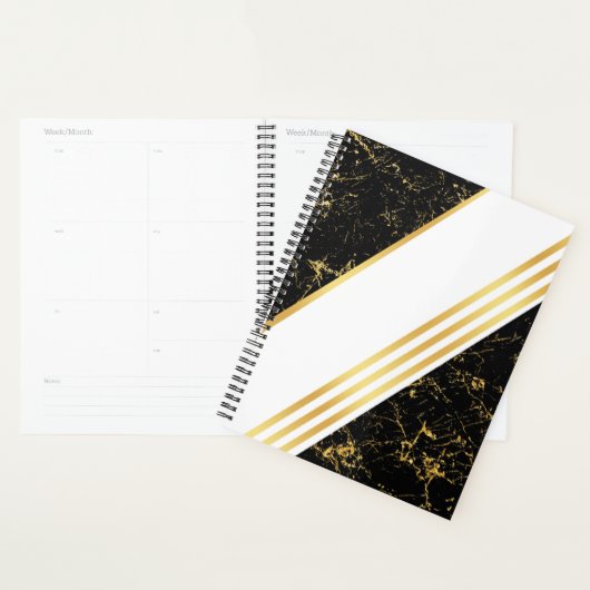金ゴールドマーブルストライプタイポグラフィblacウェディングプランナー プランナー手帳 (ディスプレー)