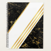 金ゴールドマーブルストライプタイポグラフィblacウェディングプランナー プランナー手帳 (正面)