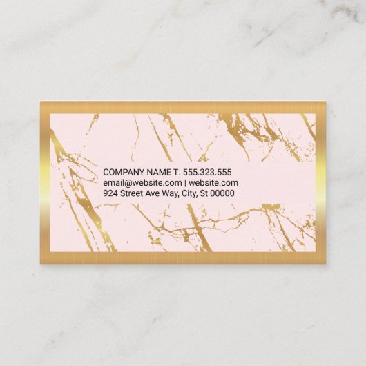 金ゴールドマーブルテクスチャ |メタリック金ゴールド縁ど 名刺 (裏面)