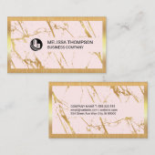 金ゴールドマーブルテクスチャ |メタリック金ゴールド縁ど 名刺 (正面/裏面)