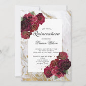 金ゴールドマーブルレッドローゼスフローラキンセアニェラ 招待状 (正面)