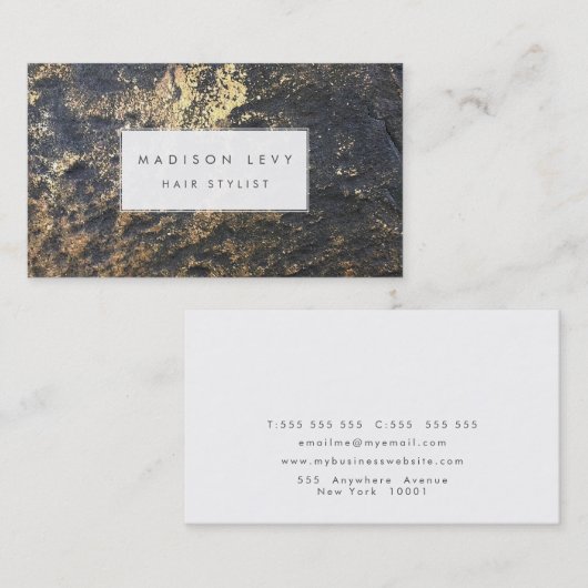 金ゴールドマーブルロック美容師サロン 名刺 (正面/裏面)