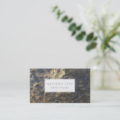 金ゴールドマーブルロック美容師サロン 名刺 (スタンド正面)