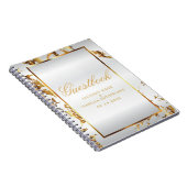 金ゴールドマーブル&ホワイトサテン – ゲストブック ノートブック (右側)