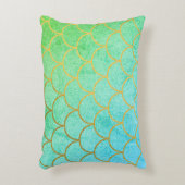 金ゴールドマーメはかりで測ドティール（緑がかった色）ターコイズグリッター アクセントクッション (正面(垂直))