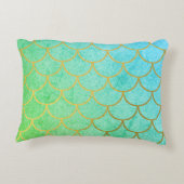 金ゴールドマーメはかりで測ドティール（緑がかった色）ターコイズグリッター アクセントクッション (裏面)