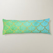 金ゴールドマーメはかりで測ドティール（緑がかった色）ターコイズグリッター ボディピロー (裏面)