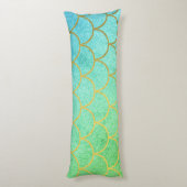 金ゴールドマーメはかりで測ドティール（緑がかった色）ターコイズグリッター ボディピロー (裏面 (縦))