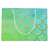 金ゴールドマーメはかりで測ドティール(緑がかった色)ターコイズグリッター ラージペーパーバッグ (裏面)