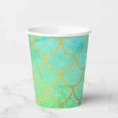 金ゴールドマーメはかりで測ドティール(緑がかった色)ターコイズグリッター 紙コップ (左)