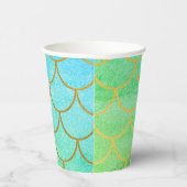 金ゴールドマーメはかりで測ドティール(緑がかった色)ターコイズグリッター 紙コップ (右)