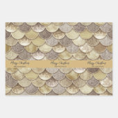 金ゴールドマーメイドはかりで測と雪片 ラッピングペーパーシート (正面)