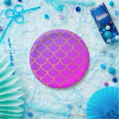 金ゴールドマーメイドはかりで測ピンクパープルグリッター ペーパープレート (パーティー)