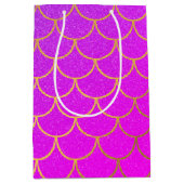 金ゴールドマーメイドはかりで測ピンクパープルグリッター ミディアムペーパーバッグ (正面)