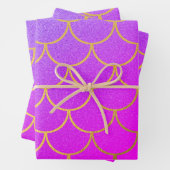 金ゴールドマーメイドはかりで測ピンクパープルグリッター ラッピングペーパーシート (インサイチュ)