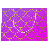 金ゴールドマーメイドはかりで測ピンクパープルグリッター ラージペーパーバッグ (正面)