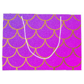 金ゴールドマーメイドはかりで測ピンクパープルグリッター ラージペーパーバッグ (裏面)