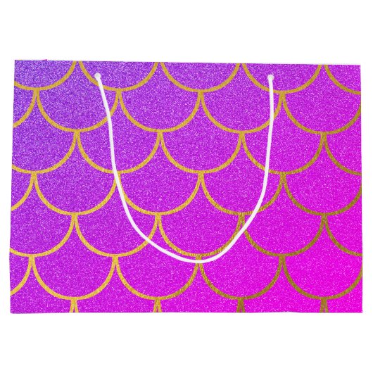 金ゴールドマーメイドはかりで測ピンクパープルグリッター ラージペーパーバッグ (裏面)