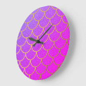金ゴールドマーメイドはかりで測ピンクパープルグリッター ラージ壁時計 (傾斜)