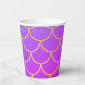 金ゴールドマーメイドはかりで測ピンクパープルグリッター 紙コップ (正面)