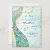 金ゴールドマーメイドザシーガールバースデーパーティー 招待状 (正面)