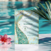 金ゴールドマーメイドザシーガールバースデーパーティー 招待状