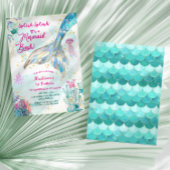 金ゴールドマーメイドテールガール1st誕生日パーティー 招待状