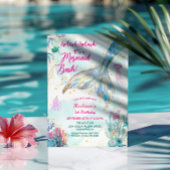 金ゴールドマーメイドテールガール1st誕生日パーティー 招待状