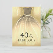 金ゴールドマーメイドドレス40 & Fabulous 40th Birthday 招待状 (スタンド正面)