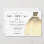 金ゴールドマーメイドドレス50と素晴らしい50誕生日 招待状 (裏面)