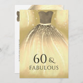 金ゴールドマーメイドドレス60と素晴らしい60誕生日 招待状 (正面/裏面)