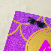 金ゴールドマーメイドピはかりで測ンクグリッターパターンモノグラム ビーチタオル (インサイチュ)