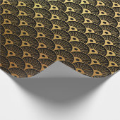 金ゴールドマーメイドブラックはかりで測アールデコ貝 ラッピングペーパー (角)
