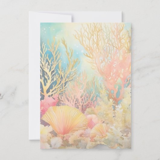 金ゴールドマーメイド海の下でパーティー 招待状 (裏面)