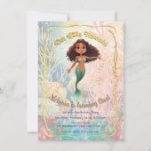 金ゴールドマーメイド海の下でパーティー 招待状 (正面)