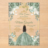 金ゴールドミクインズダスティグリーンフローラキンセアニラ アクリル招待状 (正面)