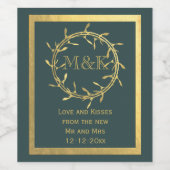 金ゴールドミスタントーリースモノグラムグリーンワインラベル ワインラベル (シングルラベル)