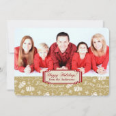 金ゴールドミッ縁どテンズテンプレートクリスマスフラットカード シーズンカード (正面)