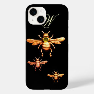 金ゴールドミツバチ、養蜂家モノグラムブラック Case-Mate iPhone 14ケース